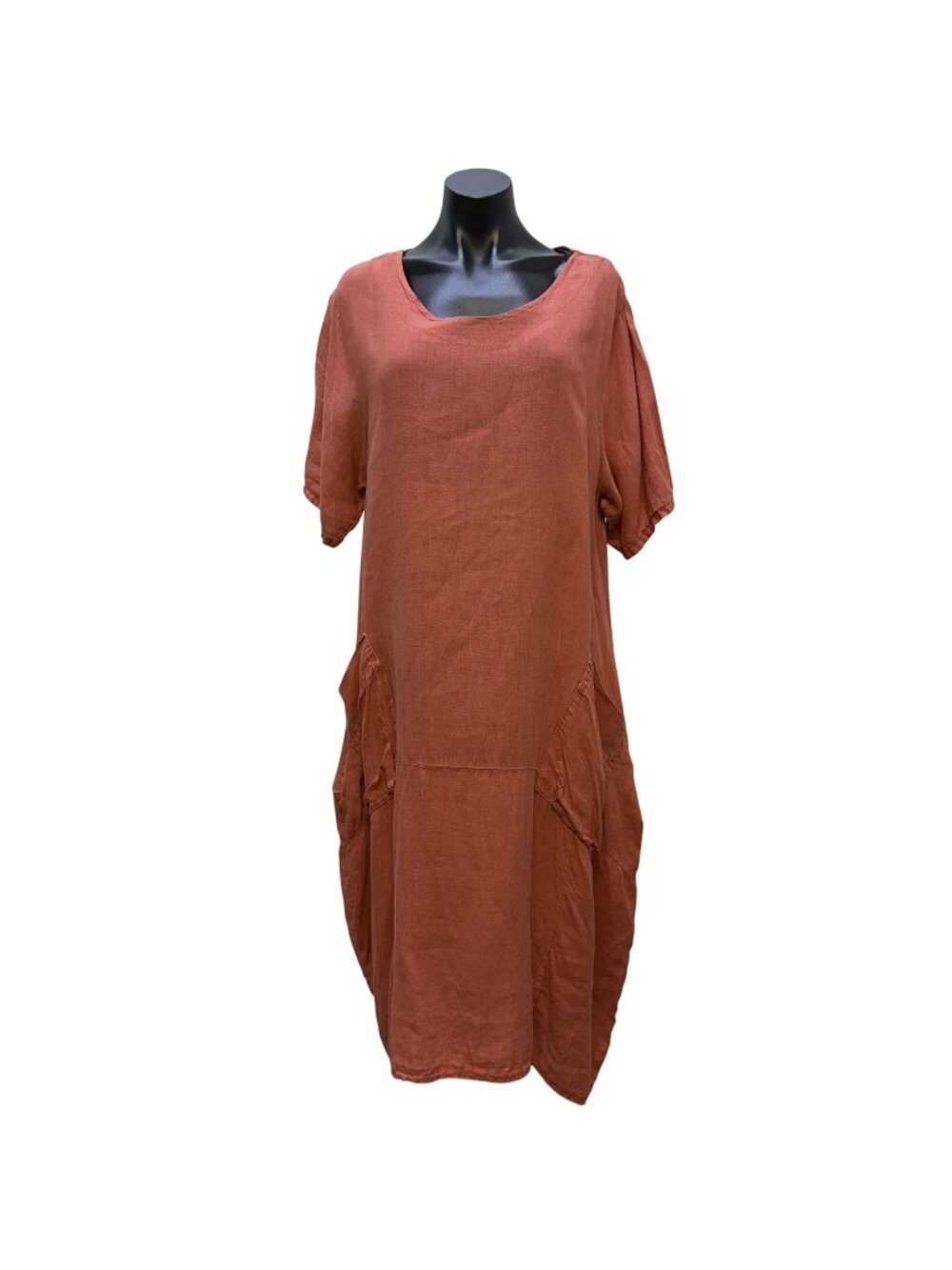 Meo Meli Linen Dress Rose Loose-Fit Made In Italy L